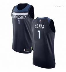 Mens Nike Minnesota Timberwolves 1 Tyus Jones Authentic Navy Blue Road NBA Jersey Icon Edition