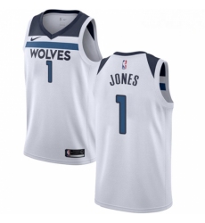 Mens Nike Minnesota Timberwolves 1 Tyus Jones Authentic White NBA Jersey Association Edition
