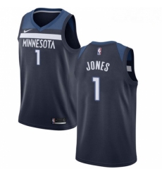 Mens Nike Minnesota Timberwolves 1 Tyus Jones Swingman Navy Blue Road NBA Jersey Icon Edition