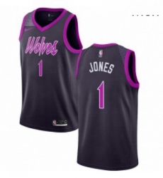 Mens Nike Minnesota Timberwolves 1 Tyus Jones Swingman Purple NBA Jersey City Edition