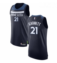 Mens Nike Minnesota Timberwolves 21 Kevin Garnett Authentic Navy Blue Road NBA Jersey Icon Edition
