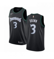 Mens Nike Minnesota Timberwolves 3 Anthony Brown Authentic Black Hardwood Classics Jersey 