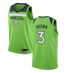 Mens Nike Minnesota Timberwolves 3 Anthony Brown Swingman Green NBA Jersey Statement Edition 