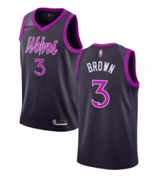 Mens Nike Minnesota Timberwolves 3 Anthony Brown Swingman Purple NBA Jersey City Edition 