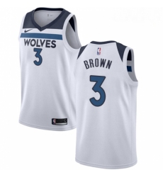 Mens Nike Minnesota Timberwolves 3 Anthony Brown Swingman White NBA Jersey Association Edition 