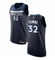 Mens Nike Minnesota Timberwolves 32 Karl Anthony Towns Authentic Navy Blue Road NBA Jersey Icon Edition