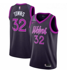 Mens Nike Minnesota Timberwolves 32 Karl Anthony Towns Swingman Purple NBA Jersey City Edition