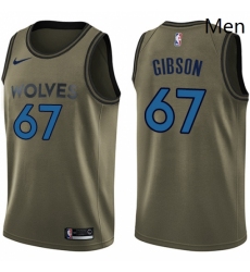 Mens Nike Minnesota Timberwolves 67 Taj Gibson Swingman Green Salute to Service NBA Jersey 