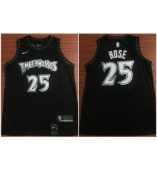Timberwolves 25 Derrick Rose Black Nike Swingman Jersey