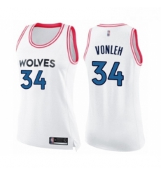 Womens Minnesota Timberwolves 34 Noah Vonleh Swingman White Pink Fashion Basketball Jersey 