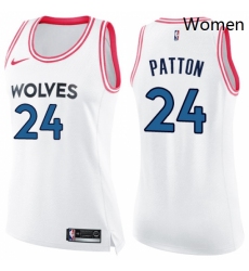 Womens Nike Minnesota Timberwolves 24 Justin Patton Swingman WhitePink Fashion NBA Jersey 