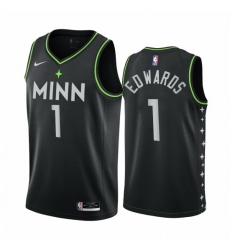 Youth Nike Minnesota Timberwolves 1 Anthony Edwards Black NBA Swingman 2020 21 City Edition Jersey