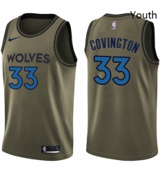 Youth Nike Minnesota Timberwolves 33 Robert Covington Swingman Green Salute to Service NBA Jersey 