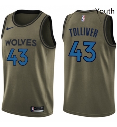 Youth Nike Minnesota Timberwolves 43 Anthony Tolliver Swingman Green Salute to Service NBA Jersey 