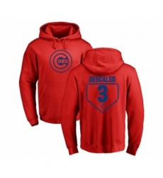 Men Baseball Chicago Cubs 3 Daniel Descalso Red RBI Pullover Hoodie