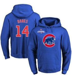 Men Chicago Cubs 14 Ernie Banks Blue 2016 World Series Champions Primary Logo Pullover MLB Hoodie