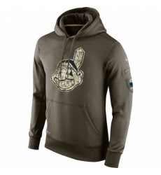 Men MLB Cleveland Indians Nike Olive Salute To Service KO Performance Hoodie