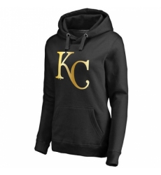 MLB Kansas City Royals Women Gold Collection Pullover Hoodie Black