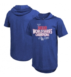 Men Los Angeles Dodgers 2020 World Series Champions Game Time Short Sleeve Pullover Hoodie Royal