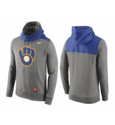 MLB Men Milwaukee Brewers Nike Gray Cooperstown Collection Hybrid Pullover Hoodie