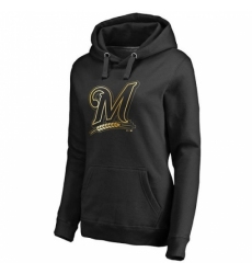 MLB Milwaukee Brewers Women Gold Collection Pullover Hoodie Black