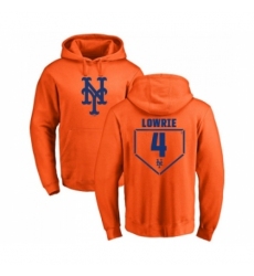 Men Baseball New York Mets 4 Jed Lowrie Orange RBI Pullover Hoodie