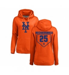 Baseball Women New York Mets 25 Adeiny Hechavarria Orange RBI Pullover Hoodie