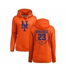 MLB Women Nike New York Mets 23 Adrian Gonzalez Orange RBI Pullover Hoodie