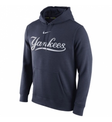 Men MLB New York Yankees Nike Club Pullover Hoodie Navy Blue