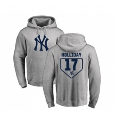 Men MLB Nike New York Yankees 17 Matt Holliday Gray RBI Pullover Hoodie