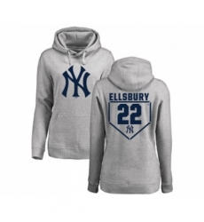 MLB Women Nike New York Yankees 22 Jacoby Ellsbury Gray RBI Pullover Hoodie