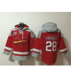 Men St Louis Cardinals 28 Nolan Arenado Ageless Must Have Lace Up Pullover Hoodie