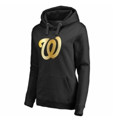 MLB Washington Nationals Women Gold Collection Pullover Hoodie Black