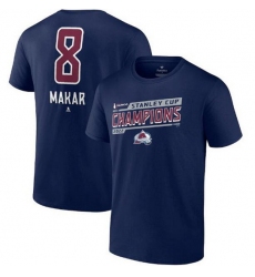 Men Colorado Avalanche 8 Cale Makar Navy 2022 Stanley Cup Champions Banner Name  26 Number T Shirt