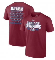 Men Colorado Avalanche Burgundy 2022 Stanley Cup Champions Jersey Roster T Shirt