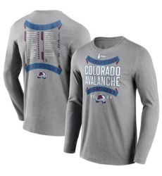Men Colorado Avalanche Grey 2022 Stanley Cup Champions Back Check Multi Hit Long Sleeve T Shirt