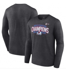 Men Colorado Avalanche Heathered Charcoal 2022 Stanley Cup Champions Long Sleeve T Shirt
