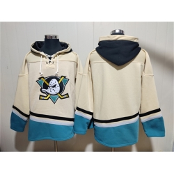 Men Anaheim Ducks Blank Cream Ageless Must Have Lace Up Pullover Hoodie