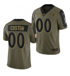 Men Women Youth Toddler  Baltimore Ravens ACTIVE PLAYER Custom 2021 Olive Salute To Service Limited Jersey