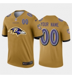 Men Women Youth Toddler Baltimore Ravens Custom Gold Men Nike Big Team Logo Player Vapor Limited NFL Jersey