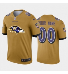 Men Women Youth Toddler Baltimore Ravens Custom Gold Men Nike Big Team Logo Vapor Limited NFL Jersey