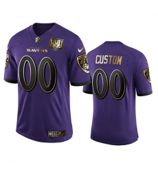 Men Women Youth Toddler Baltimore Ravens Custom Men Nike Purple Team 25th Season Golden Limited NFL Jersey
