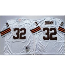 Men Cleveland Browns Custom White Jersey Throwback