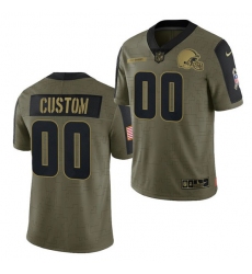 Men Women Youth Toddler  Cleveland Browns ACTIVE PLAYER Custom 2021 Olive Salute To Service Limited
