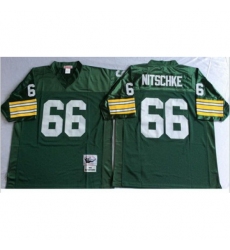 Men Customized Mitchell Ness 1966 Packers Green Throwback Stitched NFL Jersey
