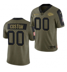 Men Women Youth Toddler  Kansas City Chiefs ACTIVE PLAYER Custom 2021 Olive Salute To Service Limited Stitched Jersey