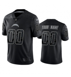 Men Women Youth Custom Los Angeles Chargers Black Reflective Limited Stitched Football Jersey