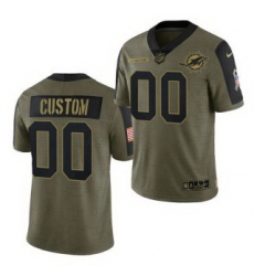 Men Women Youth Toddler Miami Dolphins Custom 2021 Olive Salute To Service Limited Jersey