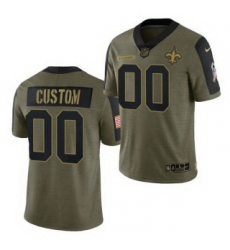 Men Women Youth Toddler New Orleans Saints Custom 2021 Olive Salute To Service Limited Jersey
