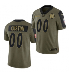 Men Women Youth Toddler  Pittsburgh Steelers ACTIVE PLAYER Custom 2021 Olive Salute To Service Limited Stitched Jersey